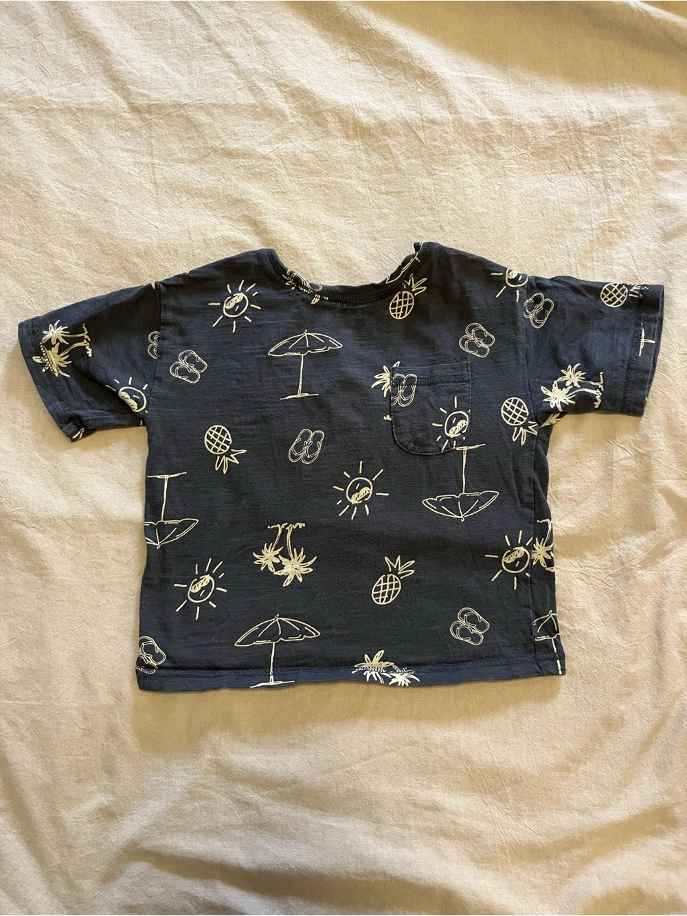 5 for $10 George Black Tee with Cream Tropical Icons